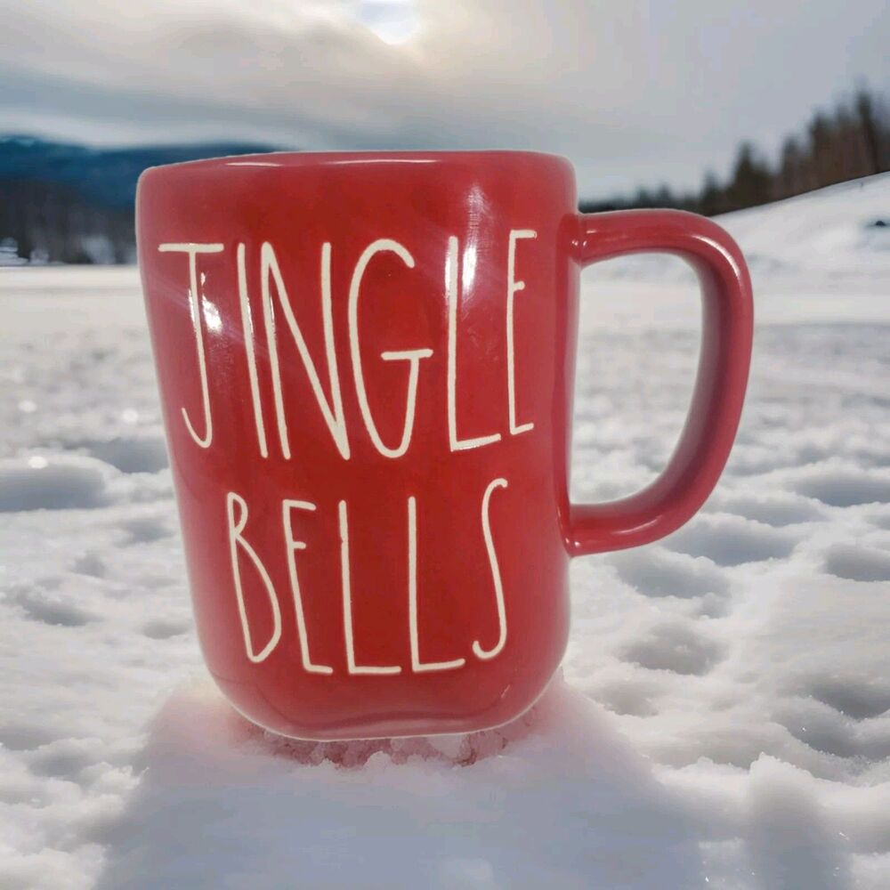 Rae Dunn Jingle Bells Coffee Cocoa Tea Mug Red Large 20 oz Dishwasher Safe
